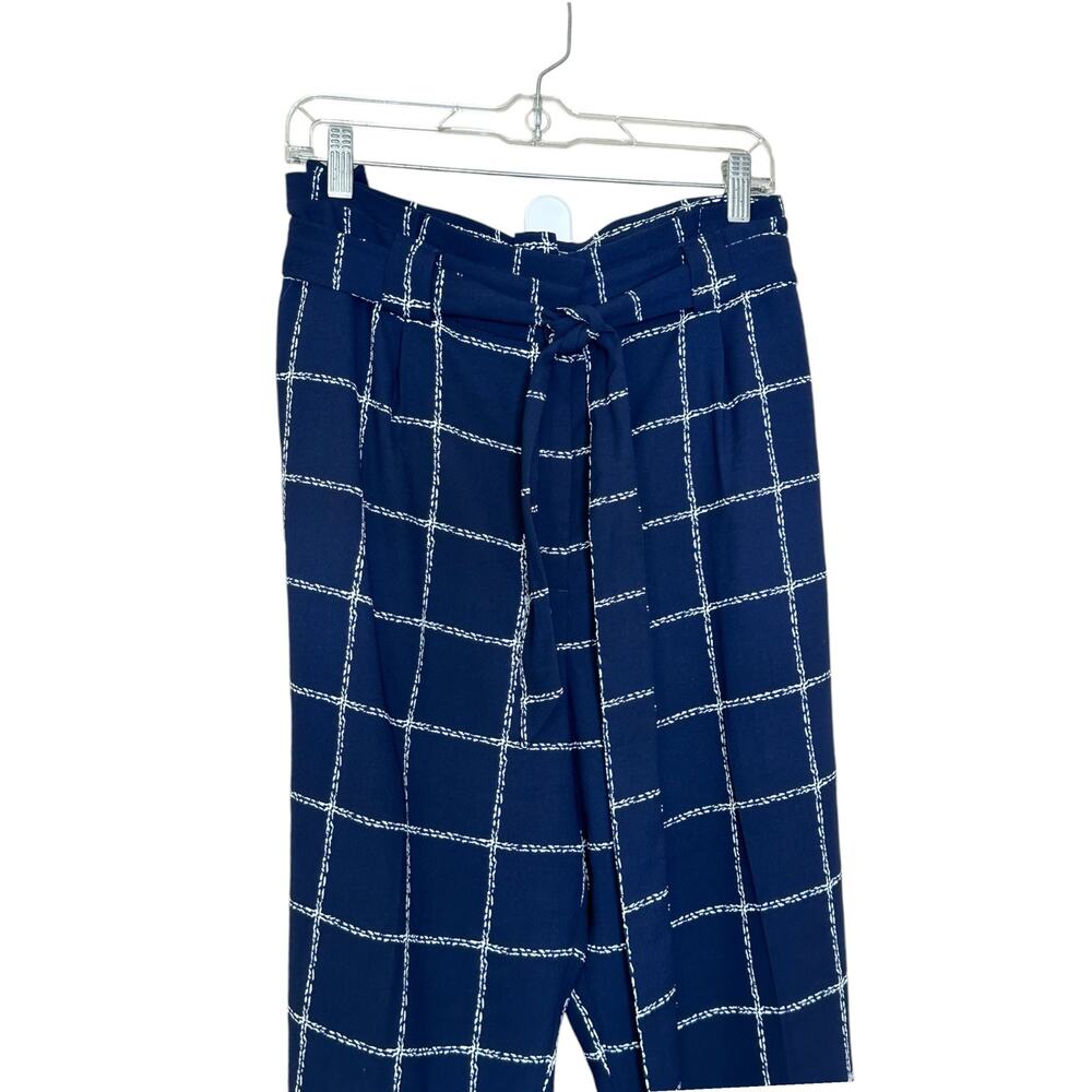 Express blue white checkered pleated high waist belted pants size 18R - Picture 7 of 9